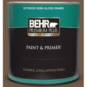 BEHR PREMIUM PLUS 1 qt. #N230-7 Rustic Tobacco Semi-Gloss Enamel Exterior Paint & Primer