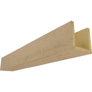 Ekena Millwork 4 in. H x 6 in. W x 14 ft. L 3-Sided (U-Beam) Rough Cedar Endurathane Faux Wood Ceiling Beam, Natural Pine