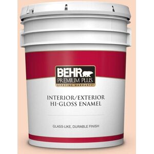 BEHR PREMIUM PLUS 5 gal. #230C-2 Shell Coral Hi-Gloss Enamel Interior/Exterior Paint