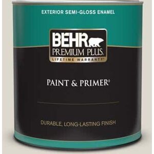 BEHR PREMIUM PLUS 1 qt. #N320-1 Campfire Ash Semi-Gloss Enamel Exterior Paint & Primer