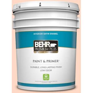 BEHR PREMIUM PLUS 5 gal. #230C-2 Shell Coral Satin Enamel Low Odor Interior Paint & Primer