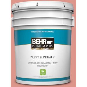 BEHR PREMIUM PLUS 5 gal. #180D-4 Coral Serenade Satin Enamel Low Odor Interior Paint & Primer