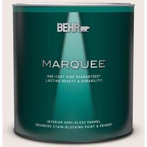 BEHR MARQUEE 1 qt. #PR-W12 Timid White Semi-Gloss Enamel Interior Paint & Primer