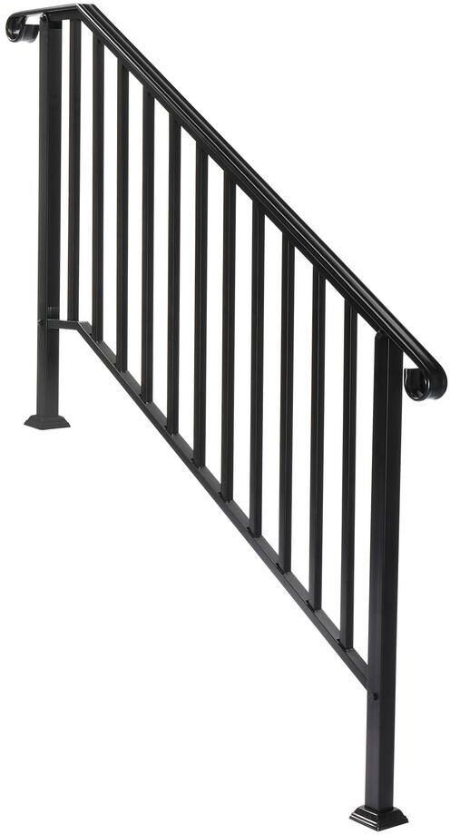 Winado 51.2 in. Transitional Stair Railing Fits 4-Step Iron Handrail Rail Kit in Black