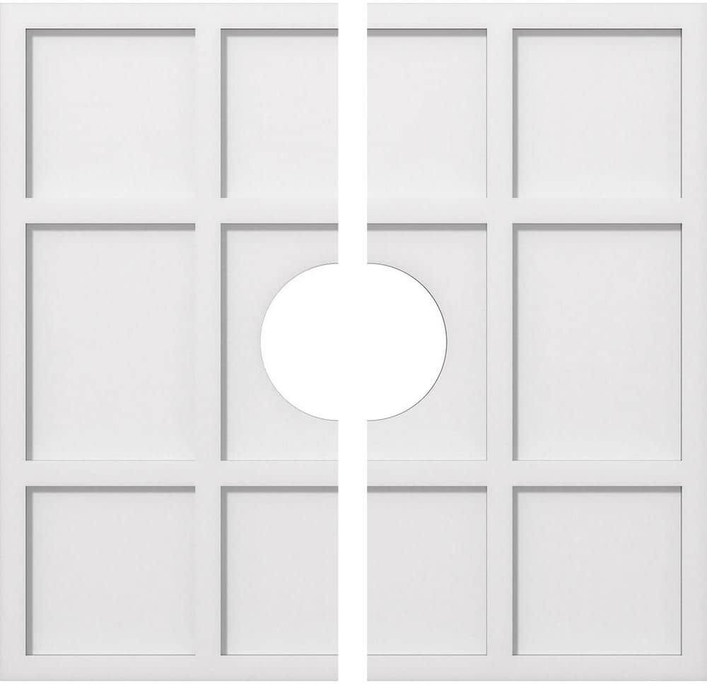 Ekena Millwork 1 in. P X 10-1/2 in. C X 30 in. OD X 7 in. ID Rubik Architectural Grade PVC Contemporary Ceiling Medallion, Two Piece