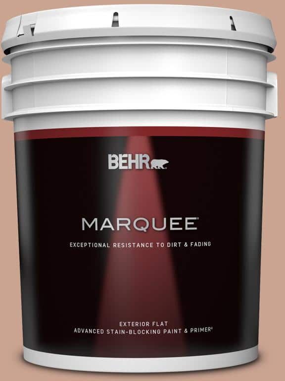 BEHR MARQUEE 5 gal. #220F-4 Sombrero Tan Flat Exterior Paint & Primer