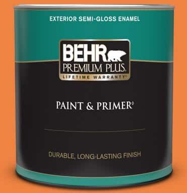 BEHR PREMIUM PLUS 1 qt. #P220-7 Construction Zone Semi-Gloss Enamel Exterior Paint & Primer