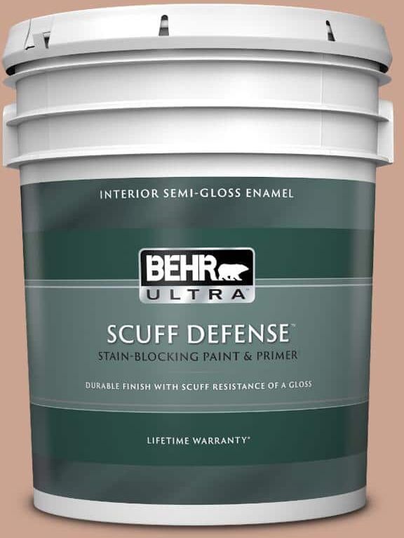 BEHR ULTRA 5 gal. #220F-4 Sombrero Tan Extra Durable Semi-Gloss Enamel Interior Paint & Primer