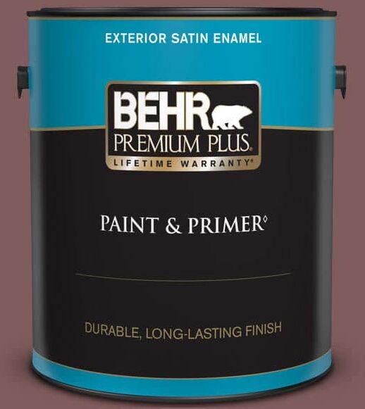 BEHR PREMIUM PLUS 1 gal. #140F-6 Book Binder Satin Enamel Exterior Paint & Primer