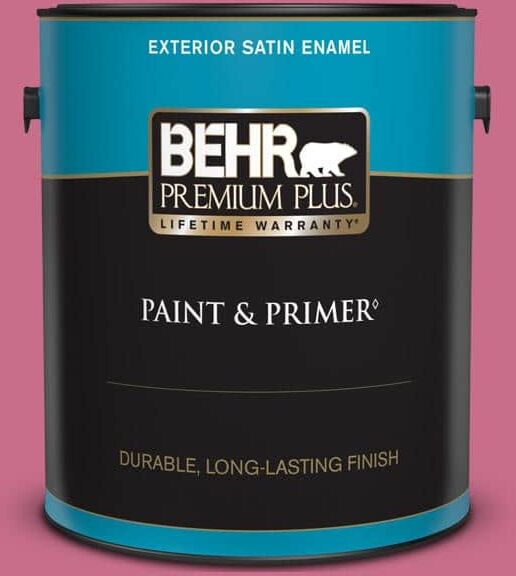 BEHR PREMIUM PLUS 1 gal. #110B-5 Silk Ribbon Satin Enamel Exterior Paint & Primer