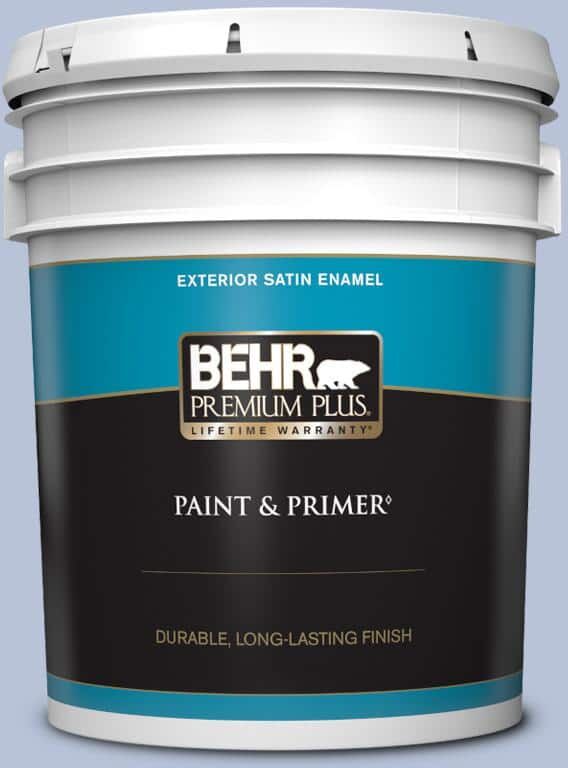 BEHR PREMIUM PLUS 5 gal. #610C-3 Virginia Blue Satin Enamel Exterior Paint & Primer