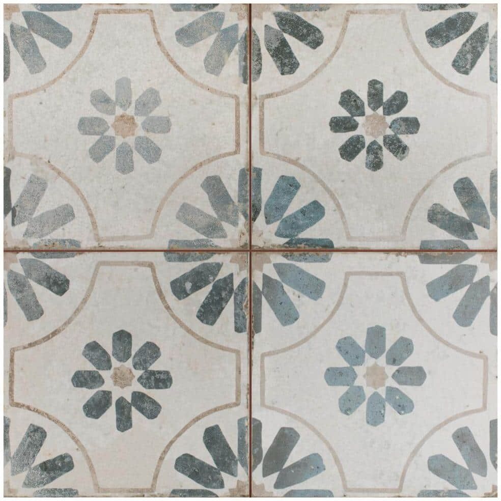 Merola Tile Kings Blume Blue 17-5/8 in. x 17-5/8 in. Ceramic Floor and Wall Tile (10.95 sq. ft./Case)