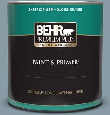 BEHR PREMIUM PLUS 1 qt. #MQ5-27 Rainy Season Semi-Gloss Enamel Exterior Paint & Primer