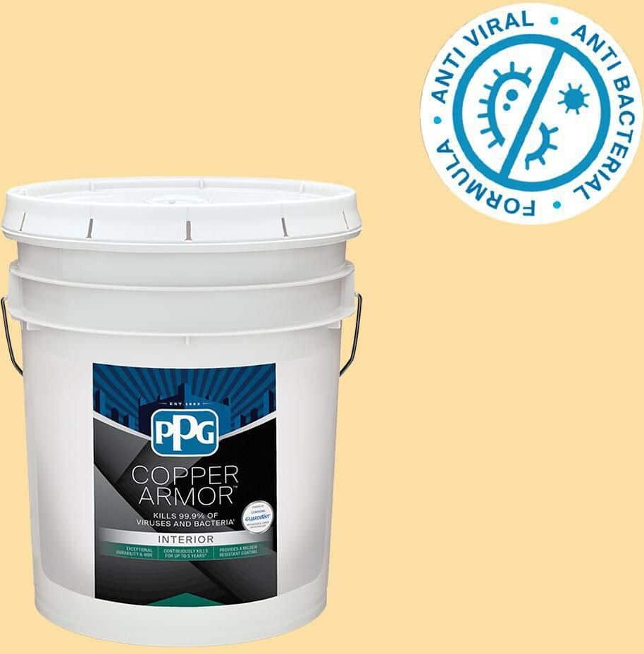 COPPER ARMOR 5 gal. PPG1205-4 Honey Bee Semi-Gloss Antiviral and Antibacterial Interior Paint with Primer