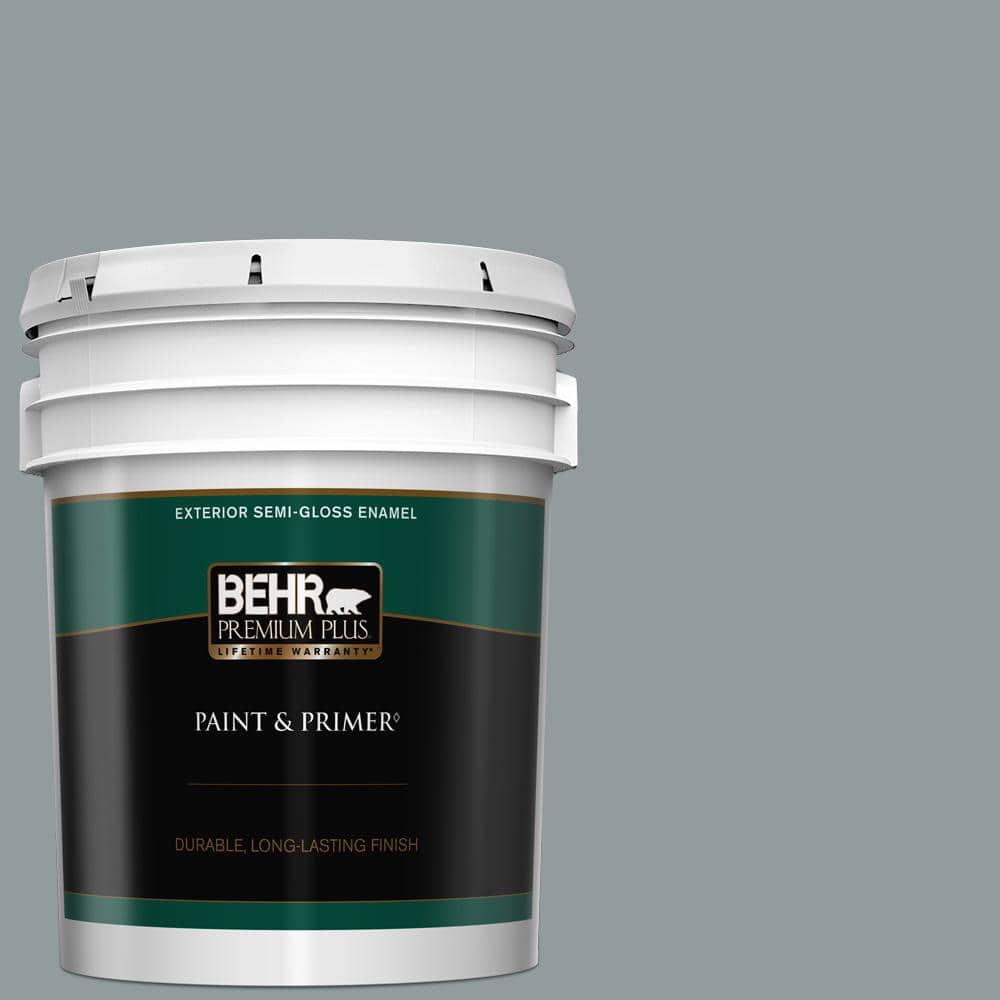 BEHR PREMIUM PLUS 5 gal. #720F-4 Stone Fence Semi-Gloss Enamel Exterior Paint & Primer