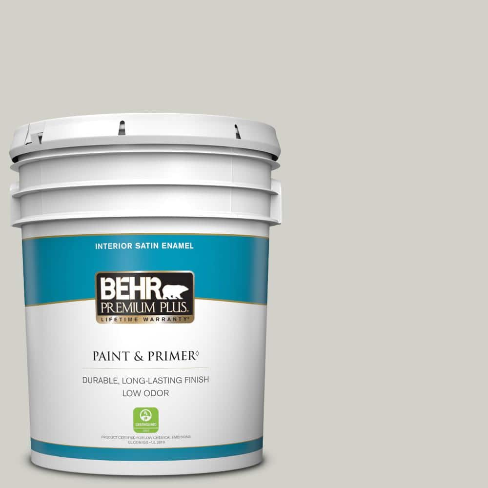 BEHR PREMIUM PLUS 5 gal. Home Decorators Collection #HDC-NT-17G Polar Fox Satin Enamel Low Odor Interior Paint & Primer