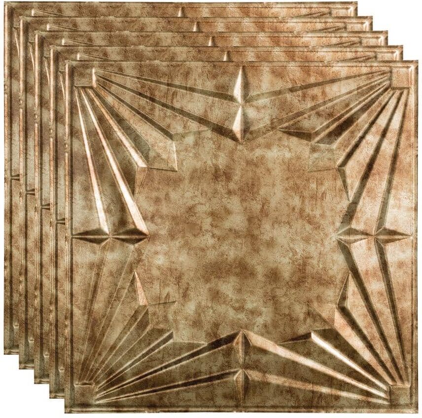 Fasade Art Deco 2 ft. x 2 ft. Bermuda Bronze Lay-In Vinyl Ceiling Tile (20 sq. ft.)