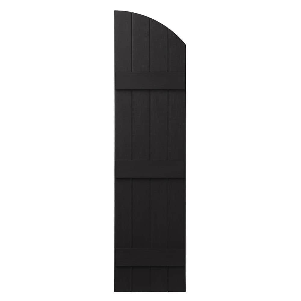 Ply Gem 15 in. x 65 in.  Polypropylene Plastic Arch Top Closed Board and Batten Shutters Pair in Peppercorn