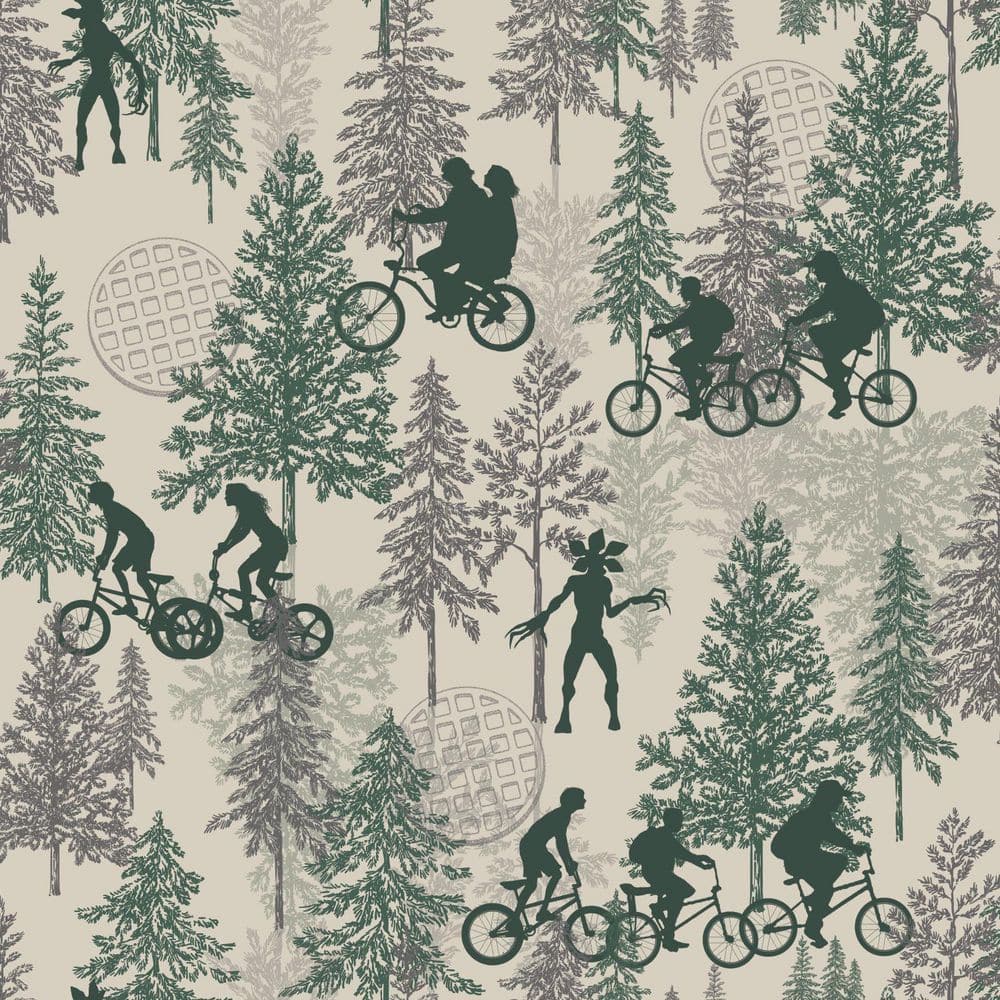 RoomMates 28.29 Sq. Ft. NETFLIX STRANGER THINGS HAWKINS WOODS PEEL AND STICK WALLPAPER