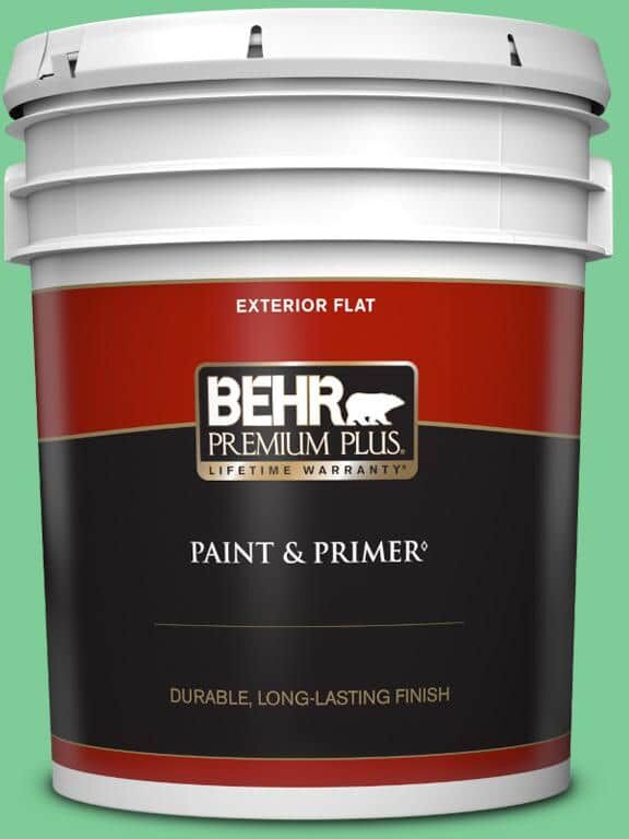 BEHR PREMIUM PLUS 5 gal. #460B-4 Garden Glow Flat Exterior Paint & Primer