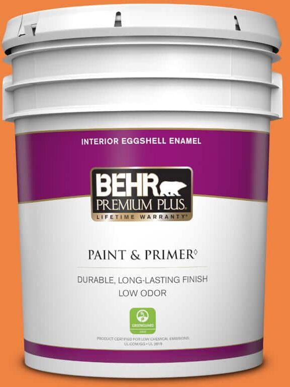 BEHR PREMIUM PLUS 5 gal. #P220-7 Construction Zone Eggshell Enamel Low Odor Interior Paint & Primer