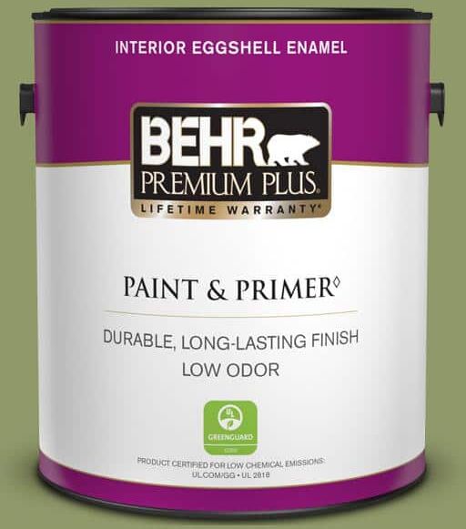 BEHR PREMIUM PLUS 1 gal. Home Decorators Collection #HDC-SP14-2 Exotic Palm Eggshell Enamel Low Odor Interior Paint & Primer