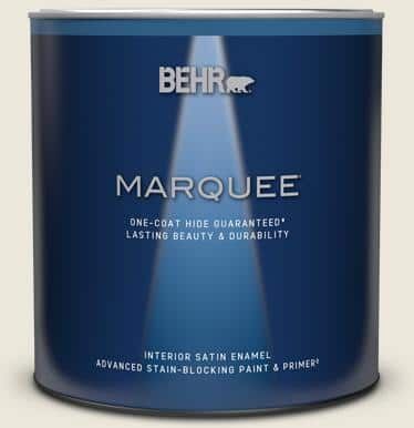 BEHR MARQUEE 1 qt. #BXC-32 Picket Fence White Satin Enamel Interior Paint & Primer