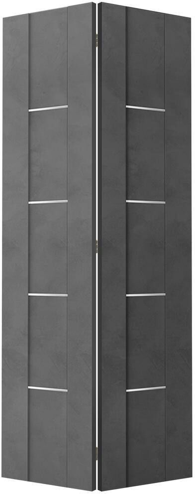 Belldinni Vona 01 4H 48 in. x 79.375 in. Solid Core Composite Wood Dark Urban Finished Bifold Door with Hardware