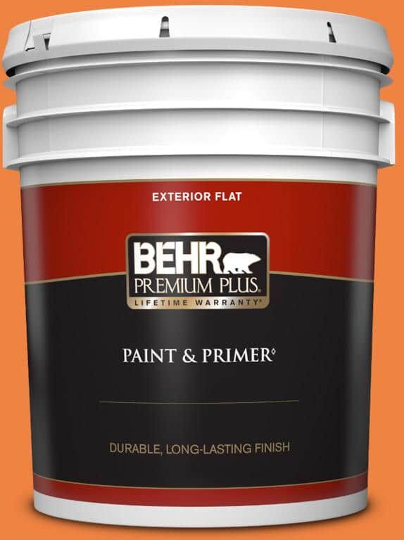 BEHR PREMIUM PLUS 5 gal. #P220-7 Construction Zone Flat Exterior Paint & Primer