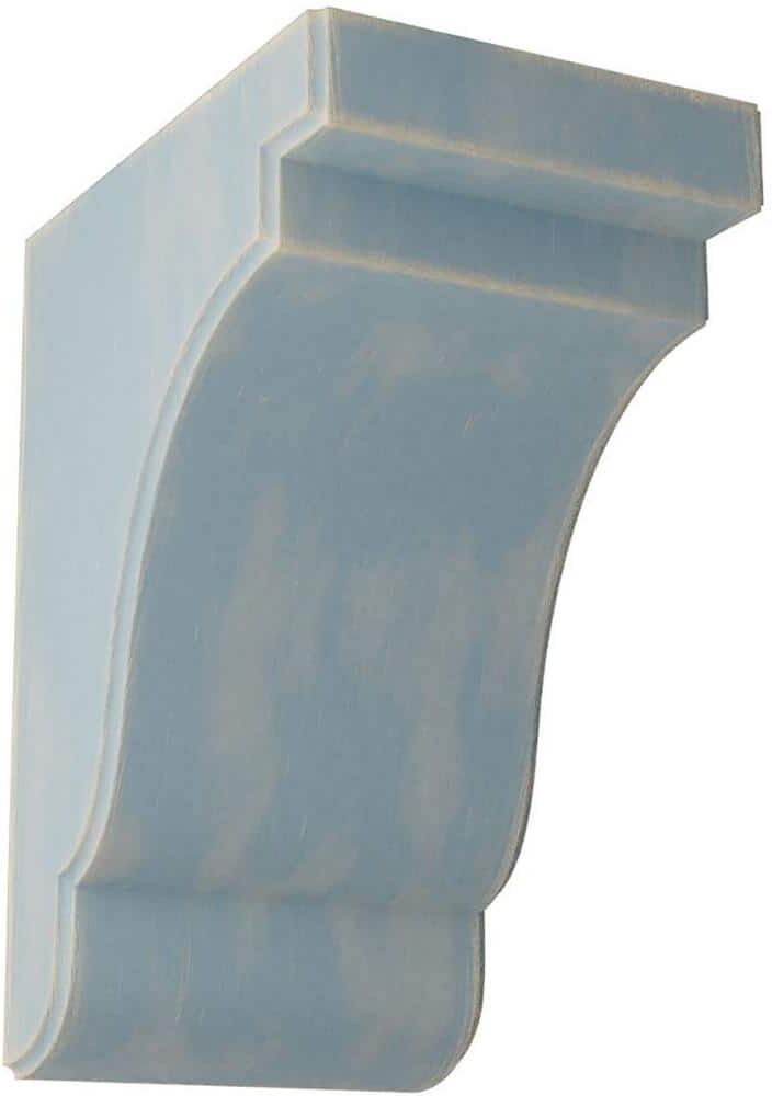 Ekena Millwork 5-1/4 in. x 9-1/2 in. x 7-1/4 in. Driftwood Blue Bedford Wood Vintage Decor Bracket