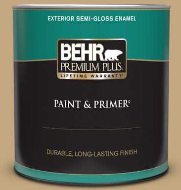 BEHR PREMIUM PLUS 1 qt. #N290-5 Pocket Watch Semi-Gloss Enamel Exterior Paint & Primer