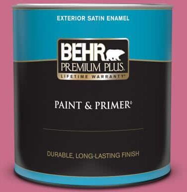 BEHR PREMIUM PLUS 1 qt. #110B-5 Silk Ribbon Satin Enamel Exterior Paint & Primer