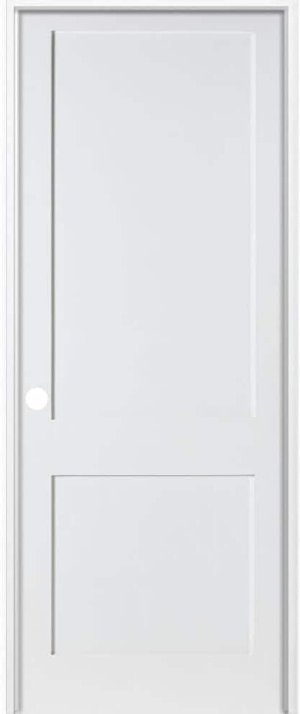 Krosswood Doors 28 in. x 96 in. Craftsman Shaker Primed MDF 2-Panel Right-Hand Solid Core Single Prehung Interior Door