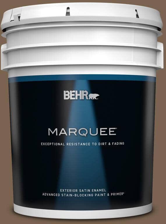 BEHR MARQUEE 5 gal. #N260-7 Folk Guitar Satin Enamel Exterior Paint & Primer