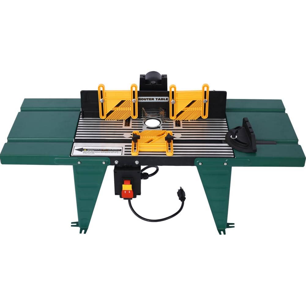 GOGEXX 34 in.. W x 13.5 in.. L x 16 in.. H Electric Benchtop Router Table Wood Working Craftsman Tool, Green