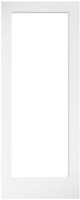 eightdoors 28 in. x 80 in. x 1-3/8 in. Clear Glass 1-Lite White Finished Solid Wood Core French Interior Door Slab