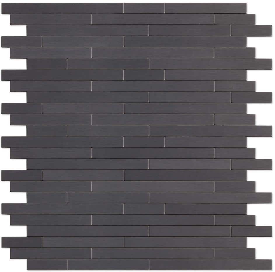 SpeedTiles Linox SB 11.97 in x 12.09 in x 0.2 in. Brushed Black Metal Peel and Stick Wall Mosaic Tiles (6.03 sq. ft./case)