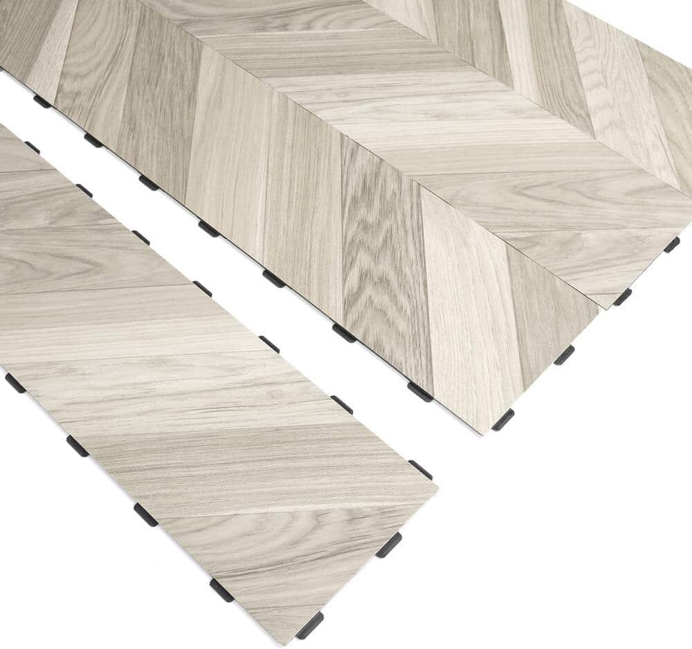 Art3d Herringbone Grayish Yellow 5 MIL 36 in. L x 6 in. W Waterproof Click Lock Luxury Vinyl Flooring Tile(27sq. ft./Box )