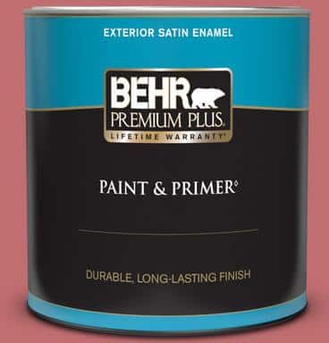 BEHR PREMIUM PLUS 1 qt. Home Decorators Collection #HDC-SP14-8 Art House Pink Satin Enamel Exterior Paint & Primer