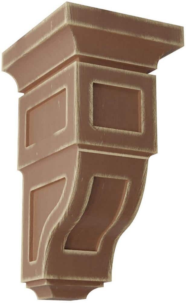 Ekena Millwork 4 in. x 8 in. x 4-3/4 in. Weathered Brown Small Reyes Wood Vintage Decor Corbel