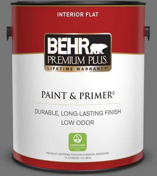 BEHR PREMIUM PLUS 1 gal. #N520-5 Iron Mountain Flat Low Odor Interior Paint & Primer