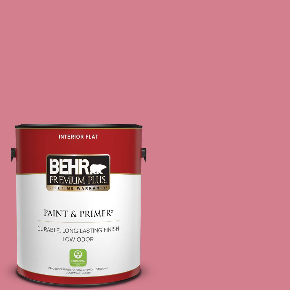 BEHR PREMIUM PLUS 1 gal. #P140-4 I Pink I Can Flat Low Odor Interior Paint & Primer