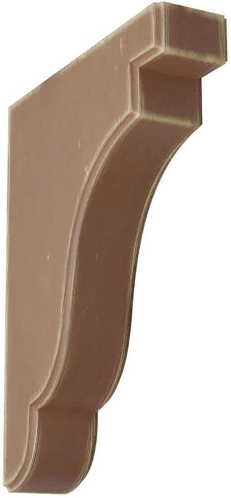 Ekena Millwork 1-3/4 in. x 9-1/2 in. x 7-1/4 in. Weathered Brown Bedford Wood Vintage Decor Bracket