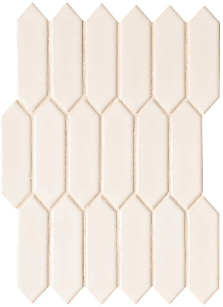 MSI Antique White Picket 11.18 in. x 15.47 in. x 8 mm Glossy Ceramic Mesh Mounted Mosaic Tile (10.50 sq. ft./Case)