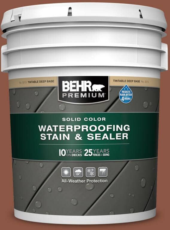 BEHR PREMIUM 5 gal. #S180-7 True Copper Solid Color Waterproofing Exterior Wood Stain and Sealer