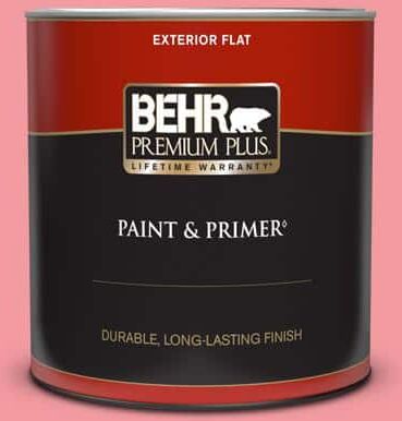 BEHR PREMIUM PLUS 1 qt. #130B-4 Primrose Garden Flat Exterior Paint & Primer