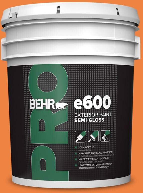 BEHR PRO 5 gal. #P220-7 Construction Zone Semi-Gloss Exterior Paint