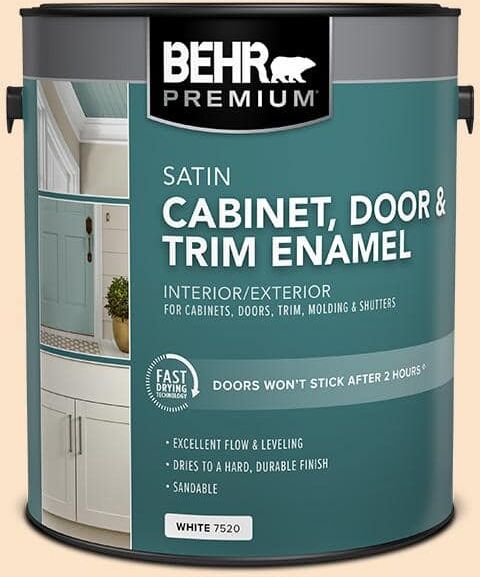 BEHR PREMIUM 1 gal. #300C-2 Sand Dollar White Satin Enamel Interior/Exterior Cabinet, Door & Trim Paint