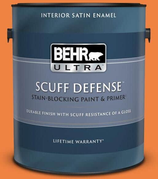 BEHR ULTRA 1 gal. #P220-7 Construction Zone Extra Durable Satin Enamel Interior Paint & Primer