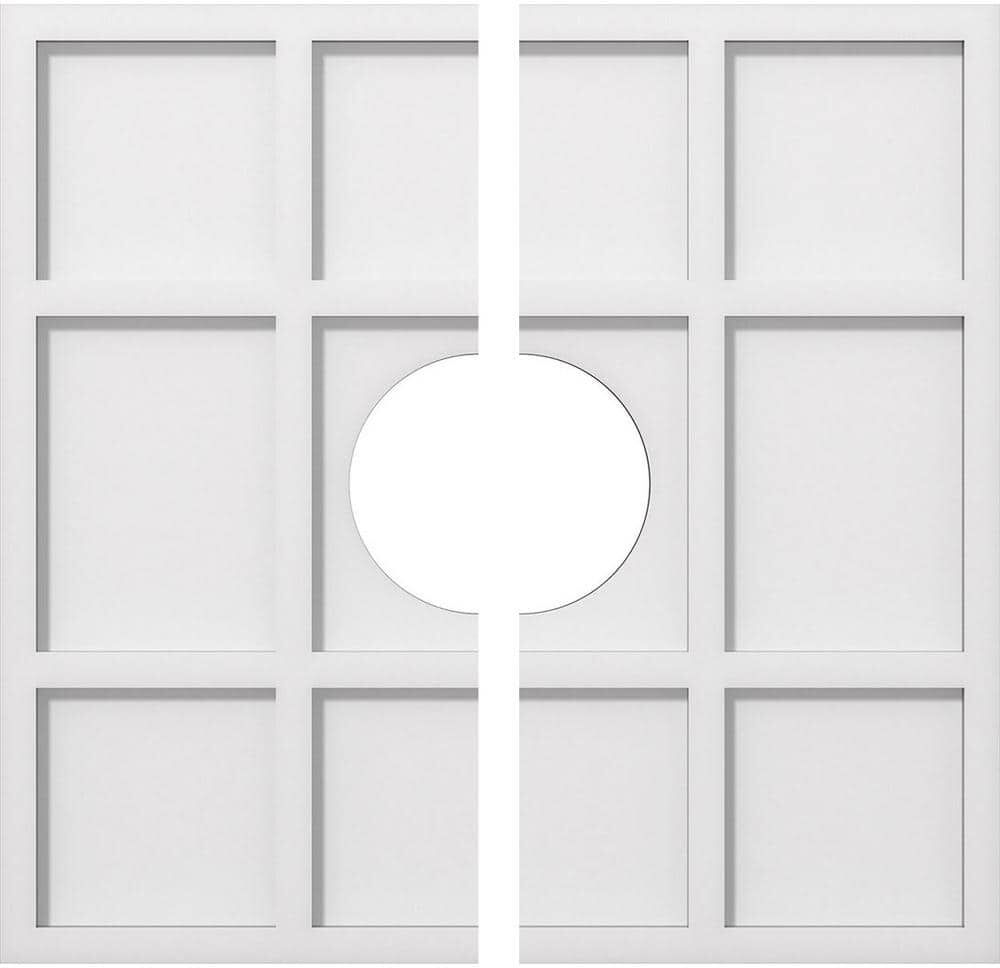 Ekena Millwork 1 in. P X 7-1/2 in. C X 22 in. OD X 6 in. ID Rubik Architectural Grade PVC Contemporary Ceiling Medallion, Two Piece